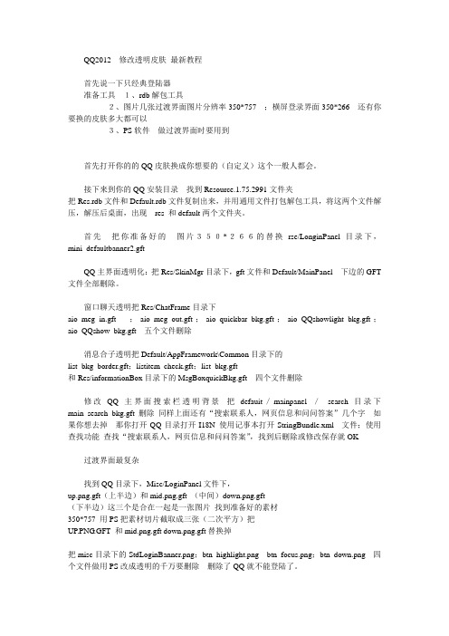 QQ2012 透明皮肤最新教程