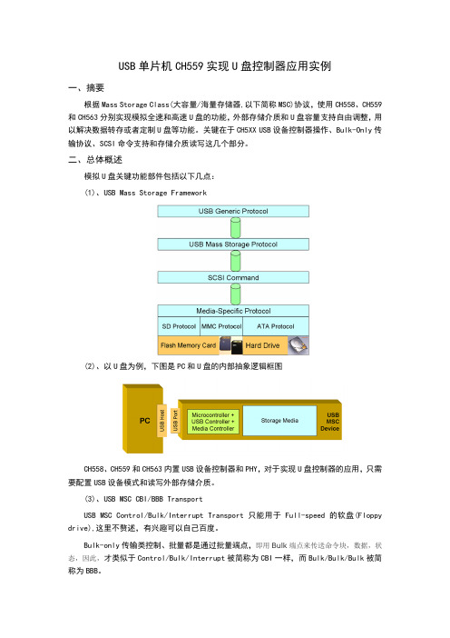 USB单片机CH559实现模拟U盘应用源码
