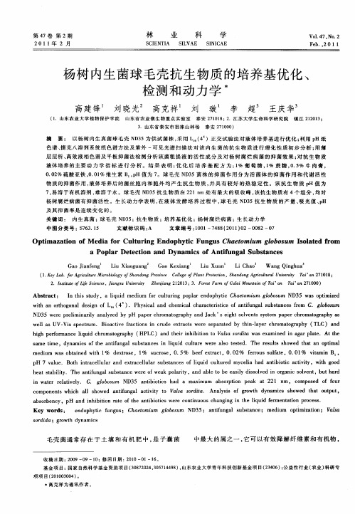 杨树内生菌球毛壳抗生物质的培养基优化、检测和动力学