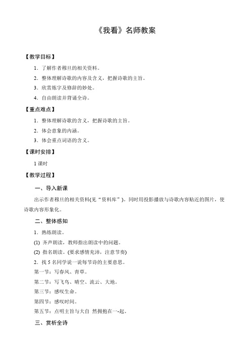 2021年名师：我看优秀教学教案说课稿