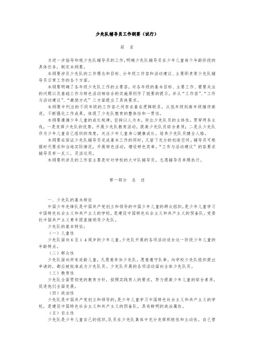少先队辅导员工作纲要