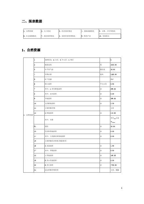农村调查报告数据统计模板