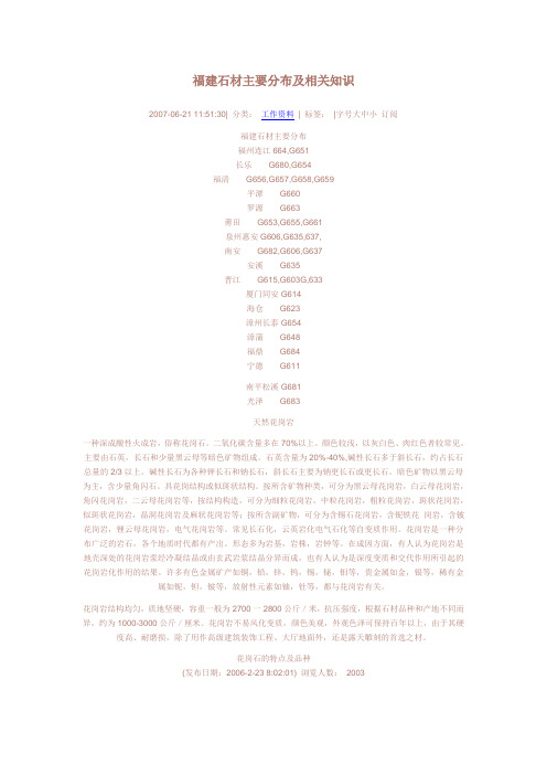 福建石材主要分布及相关知识