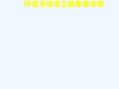 呼吸系统常见病影像诊断