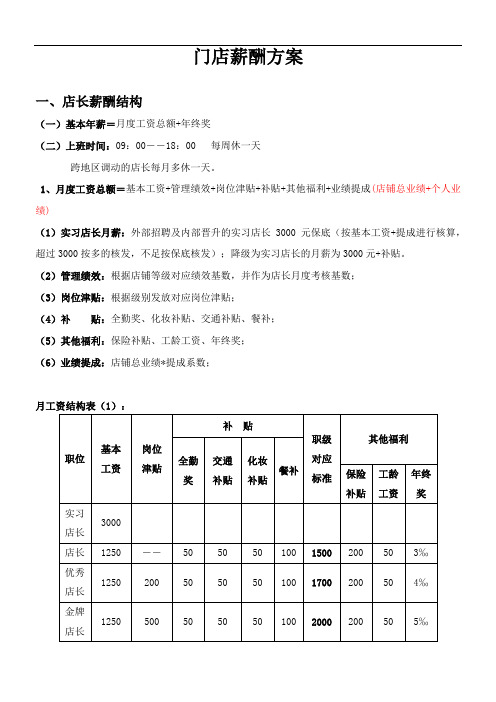 服装店薪酬方案