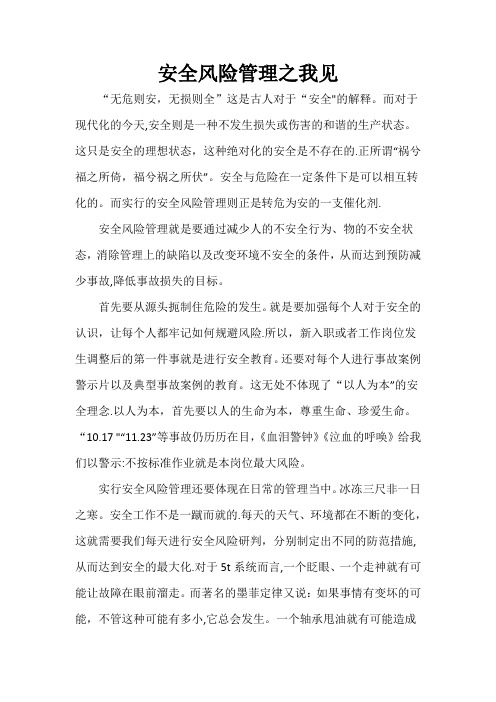 安全风险管理之我见