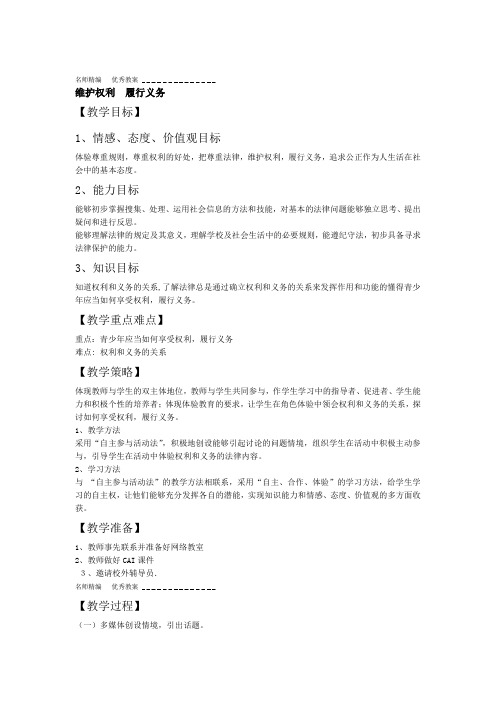 维护权利履行义务教案