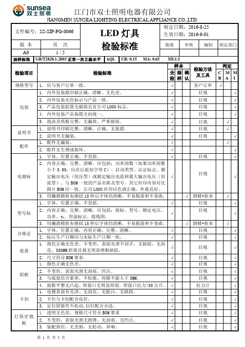 LED成品检验标准