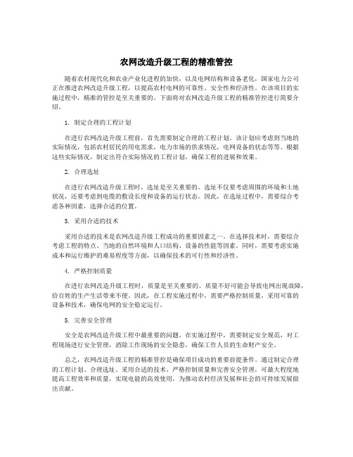 农网改造升级工程的精准管控