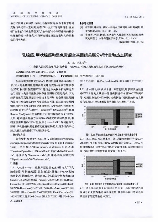 乳腺癌、甲状腺癌和黑色素瘤全基因组关联分析计量和热点研究
