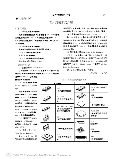 芯片封装形式介绍