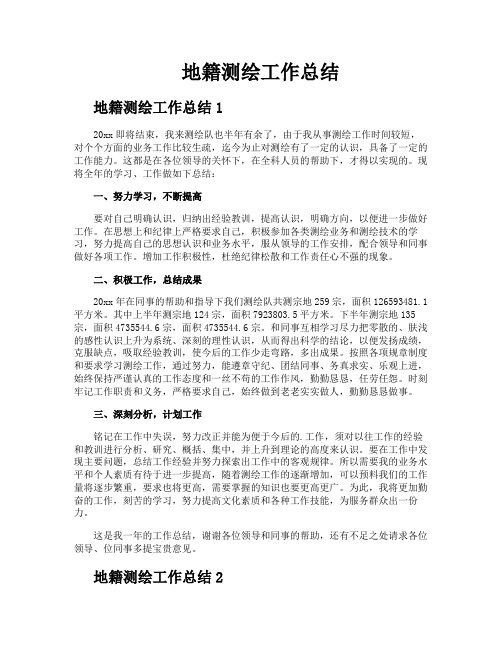 地籍测绘工作总结