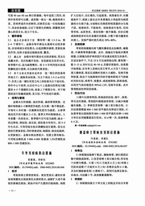 磨盘柿主要病虫害防治措施