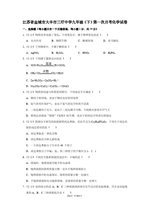 江苏省盐城市大丰市三圩中学九年级(下)第一次月考化学试卷 (2)