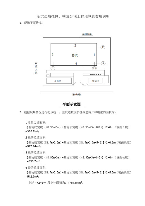 基坑支护挂网喷浆预算总费用说明