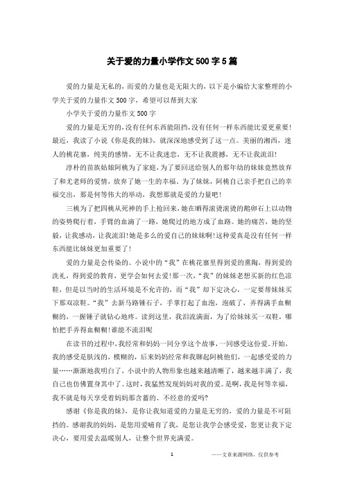 关于爱的力量小学作文500字5篇