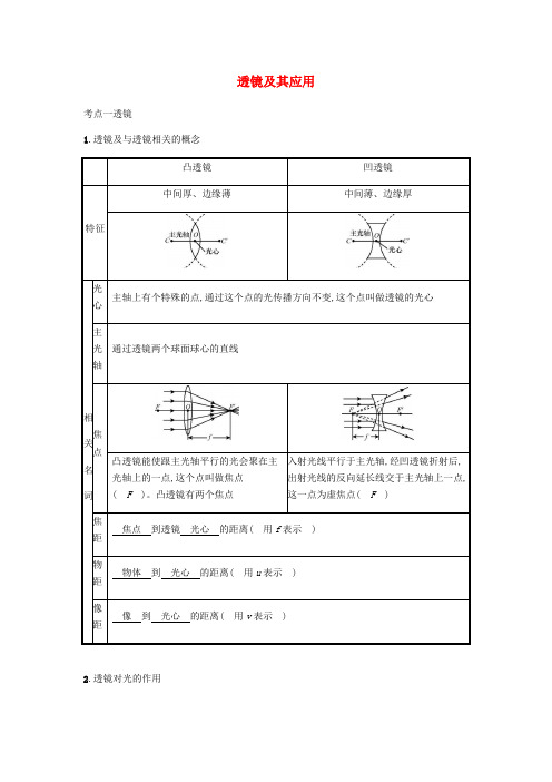最新2020年中考物理专题复习 透镜及其应用 考点归纳及配套真题精讲