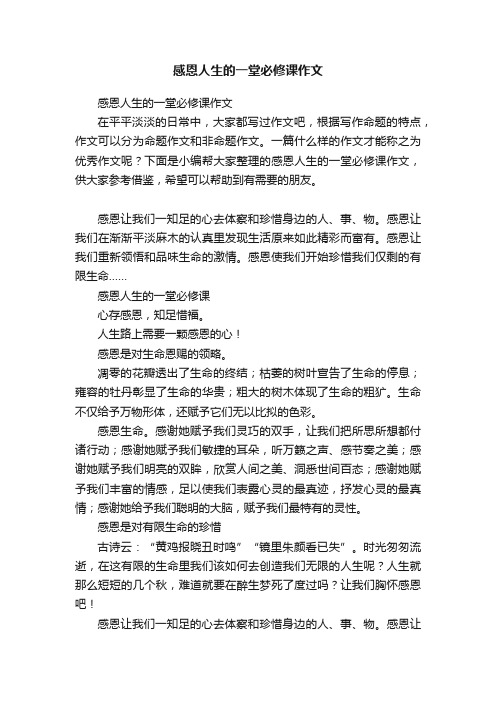 感恩人生的一堂必修课作文