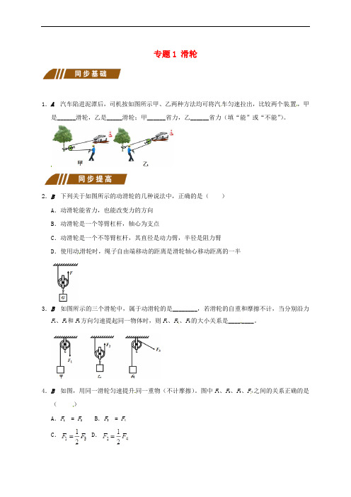 江苏省大丰市九年级物理上册 11.2 滑轮 专题1 滑轮课程讲义 (新版)苏科版