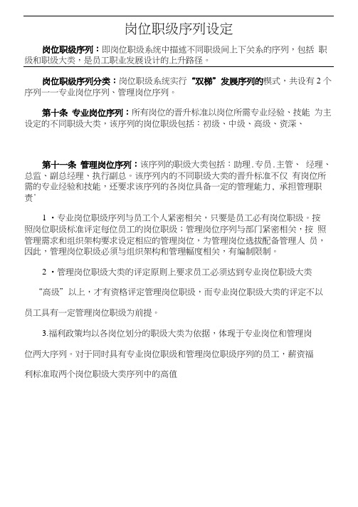 岗位职级序列设定