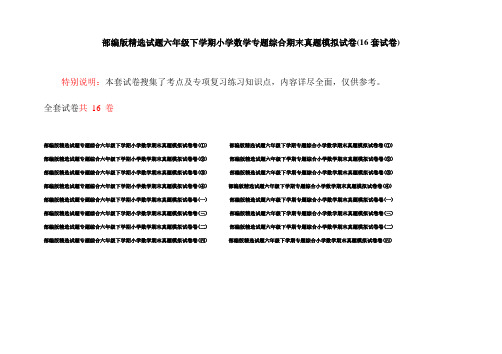 部编版精选试题六年级下学期小学数学专题综合期末真题模拟试卷(16套试卷)
