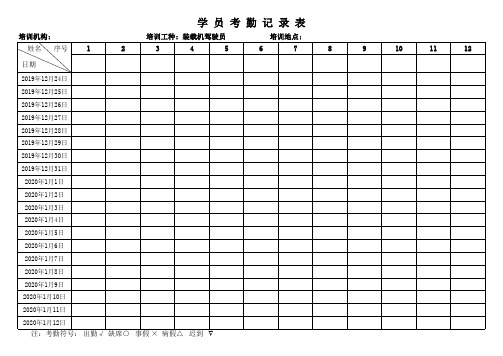 铲车、挖机驾驶员考勤表