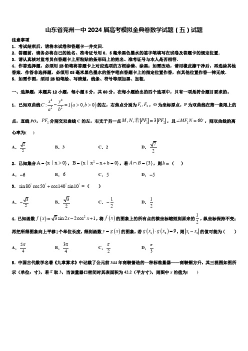 山东省兖州一中2024届高考模拟金典卷数学试题(五)试题