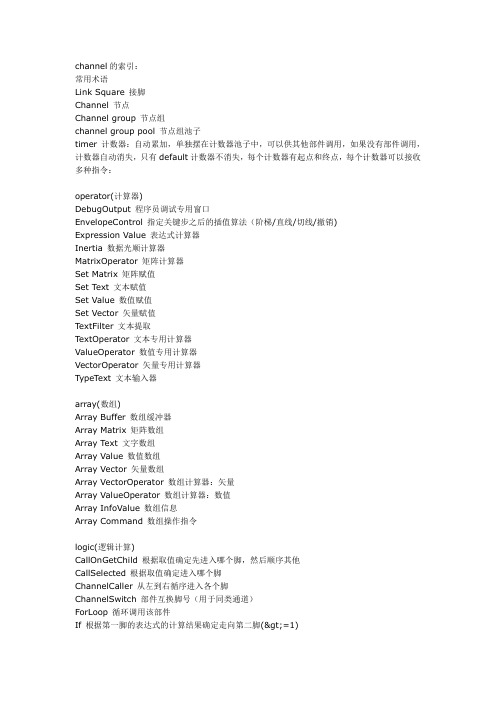 Quest3D 4.2.2所有通道的功能