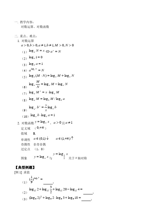 高一数学对数运算、对数函数教案