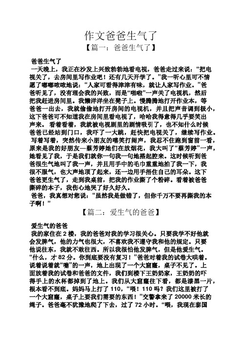 爸爸作文之作文爸爸生气了