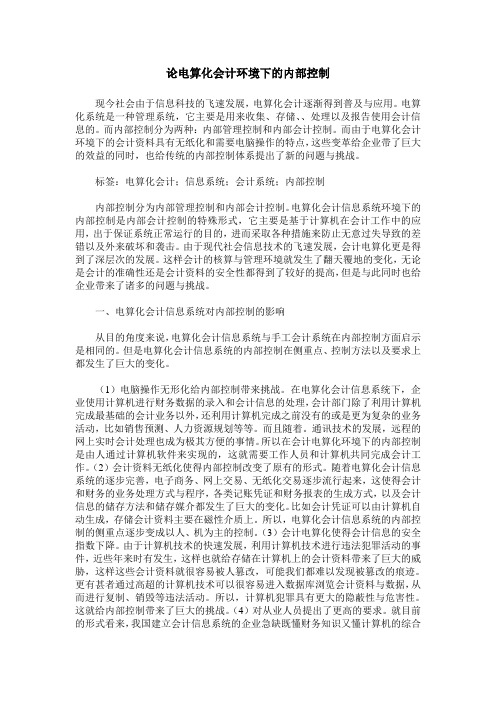 论电算化会计环境下的内部控制