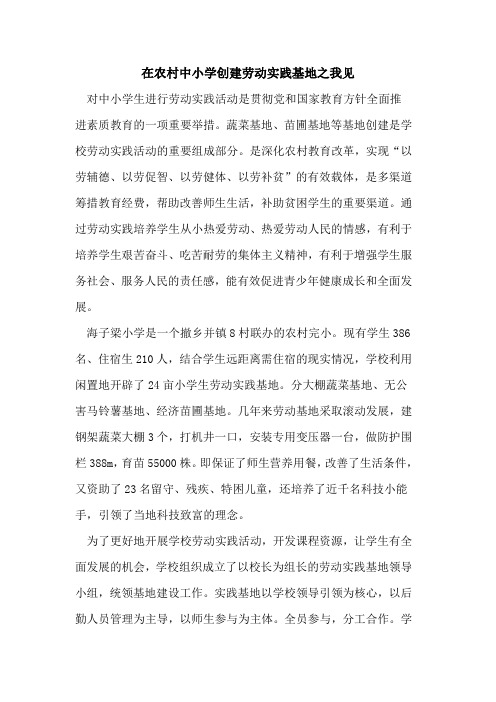 在农村中小学创建劳动实践基地之我见