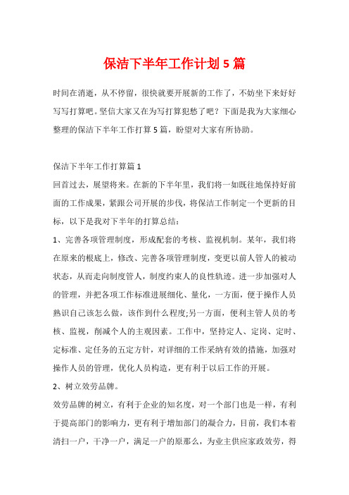 保洁下半年工作计划5篇