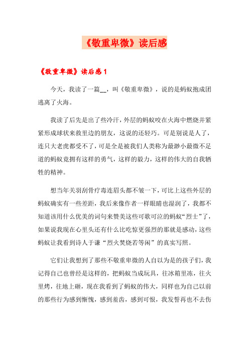 《敬重卑微》读后感