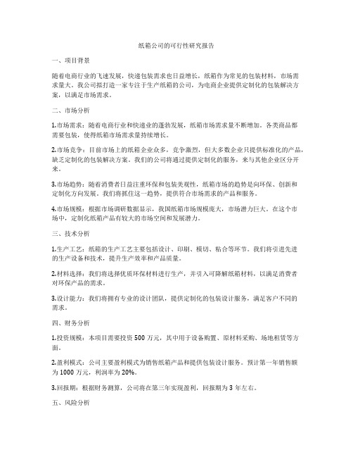 纸箱公司的可行性研究报告