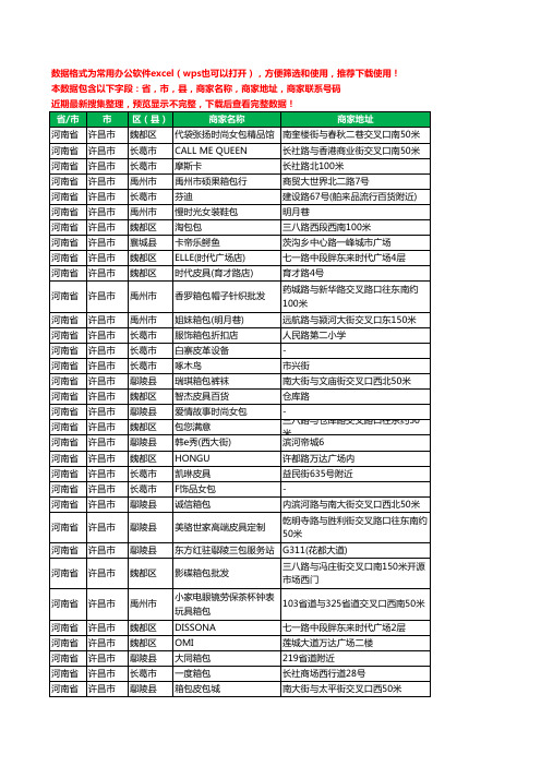 2020新版河南省许昌市箱包工商企业公司商家名录名单黄页联系电话号码地址大全101家