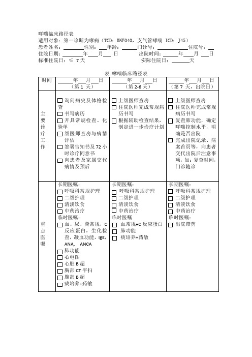 哮喘临床路径