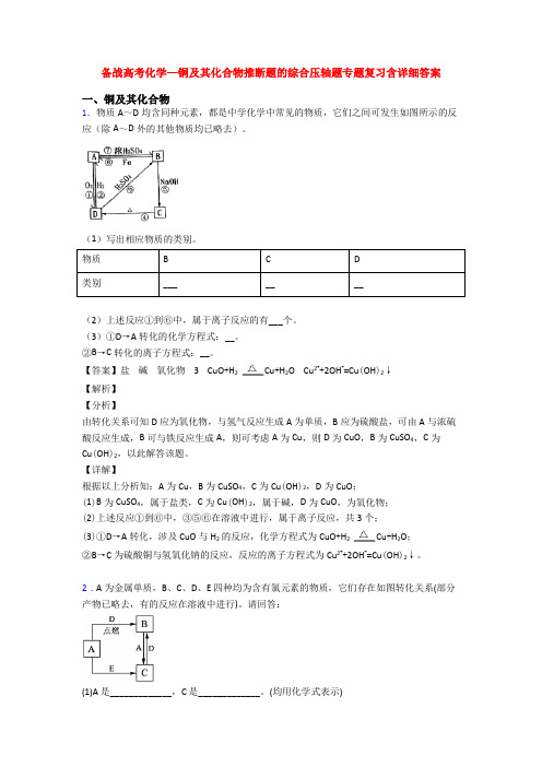 备战高考化学—铜及其化合物推断题的综合压轴题专题复习含详细答案