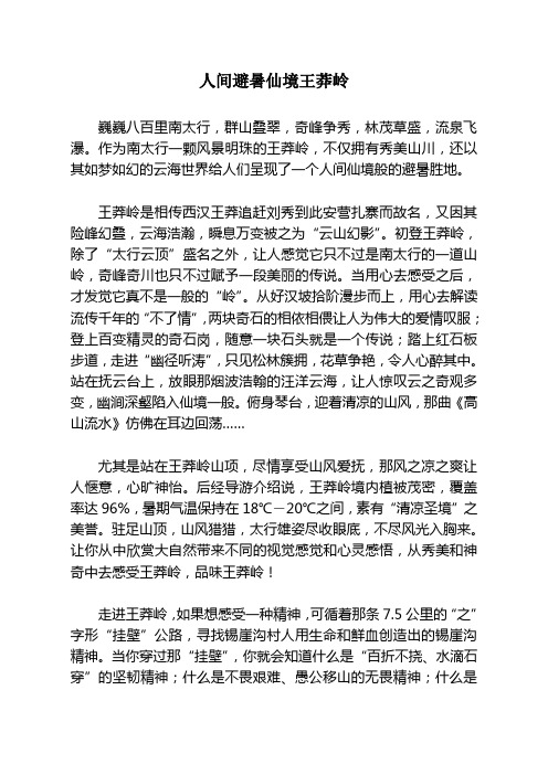 人间避暑仙景王莽岭