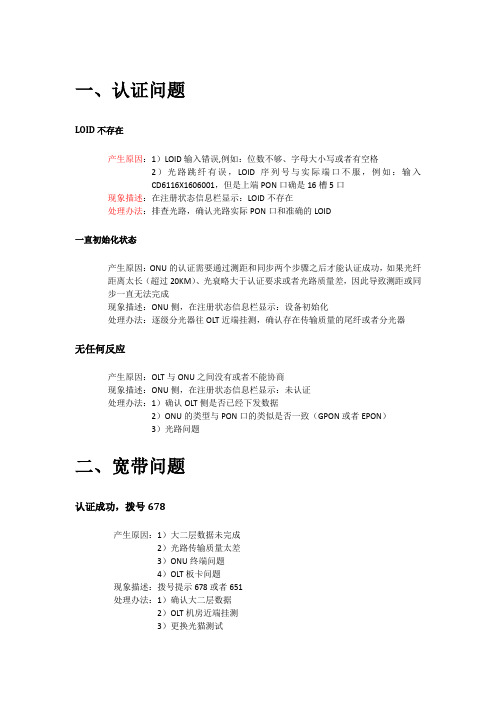 中兴光猫常见问题及处理意见