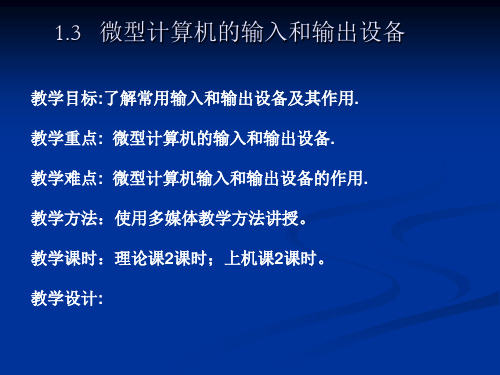 1.3微型计算机的输入与输出设备(4课时)