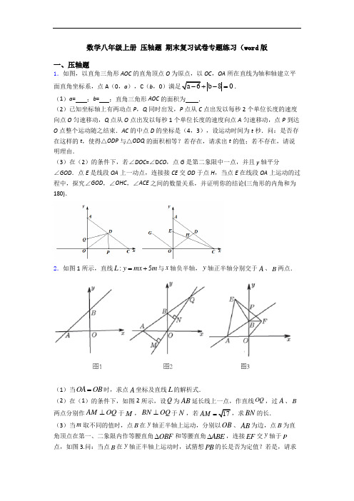 数学八年级上册 压轴题 期末复习试卷专题练习(word版