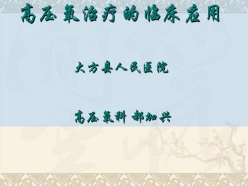 高压氧治疗的临床应用 ppt课件