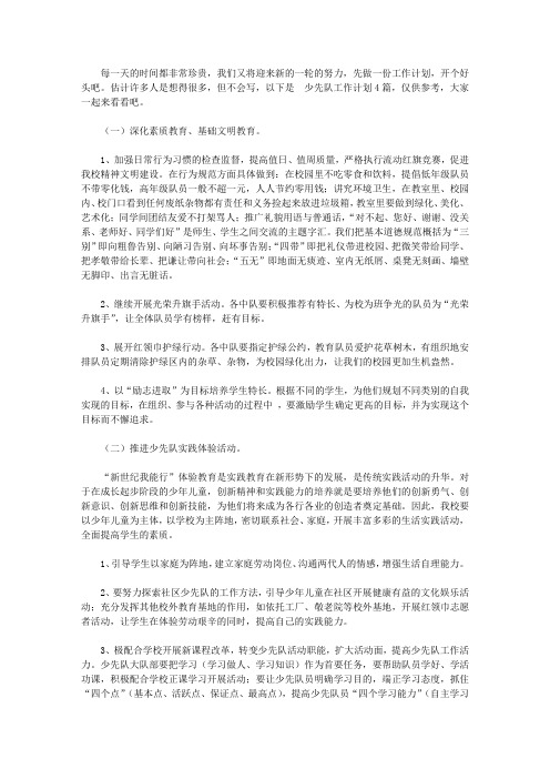 2020精选少先队工作计划4篇