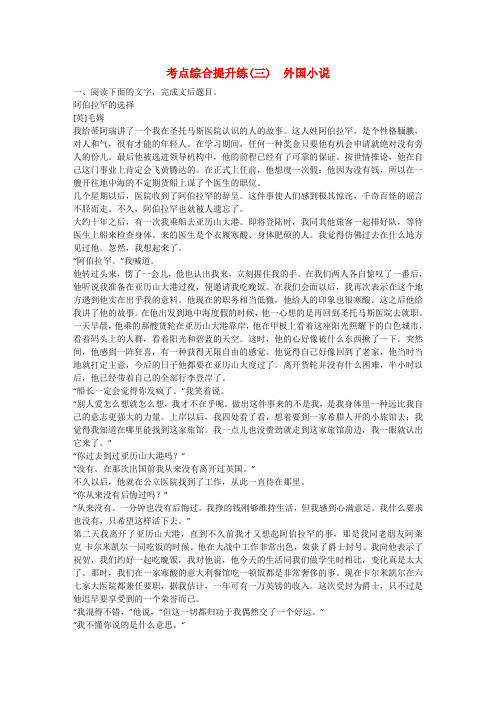 【步步高】(全国通用)高考语文大一轮总复习 小说阅读 考点综合提升练(三)外国小说