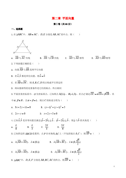 河北省石家庄市高中数学 第二章 平面向量综合练习(含解析)新人教A版必修3