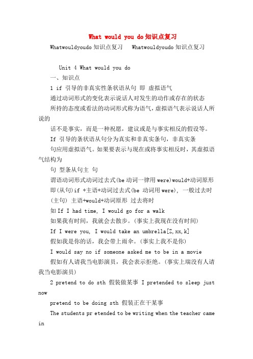【初三英语试题精选】What would you do知识点复习