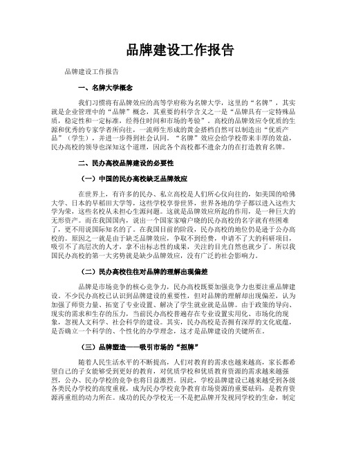 品牌建设工作报告