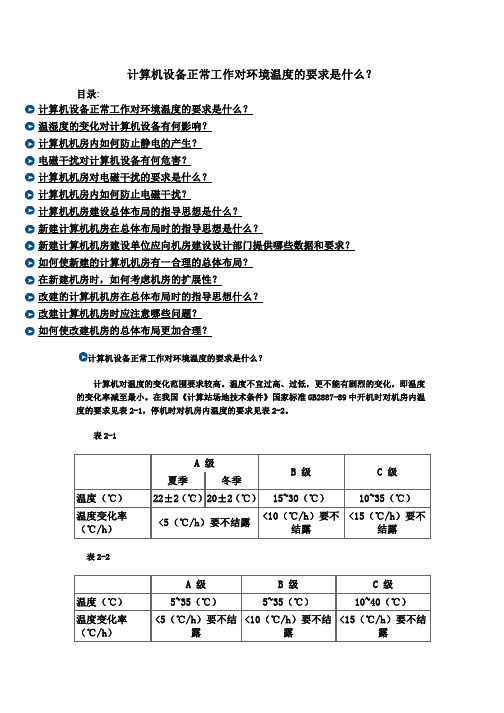 计算机设备正常工作对环境温度的要求是什么？