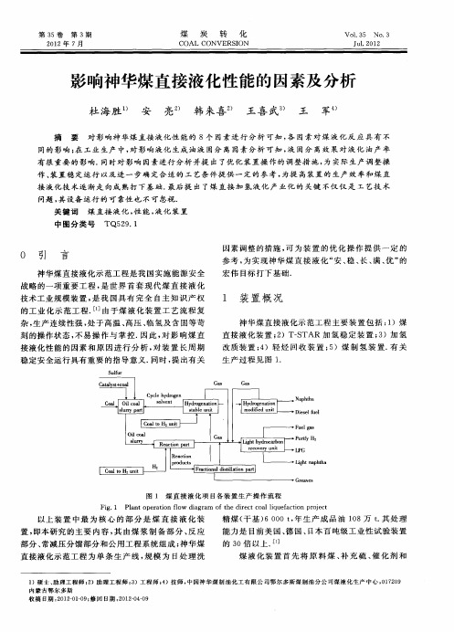 影响神华煤直接液化性能的因素及分析
